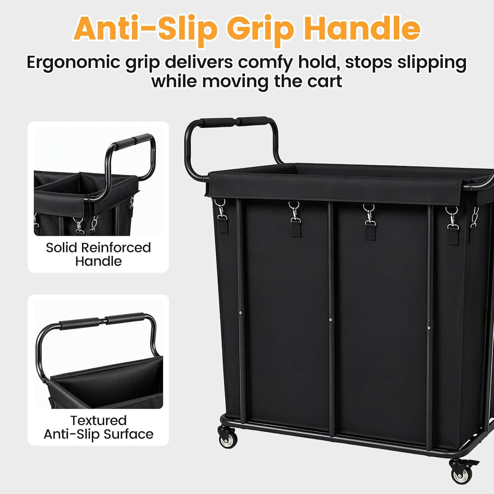 360L Laundry Hamper Cart with Wheels, Large Detachable Clothes Basket ﻿