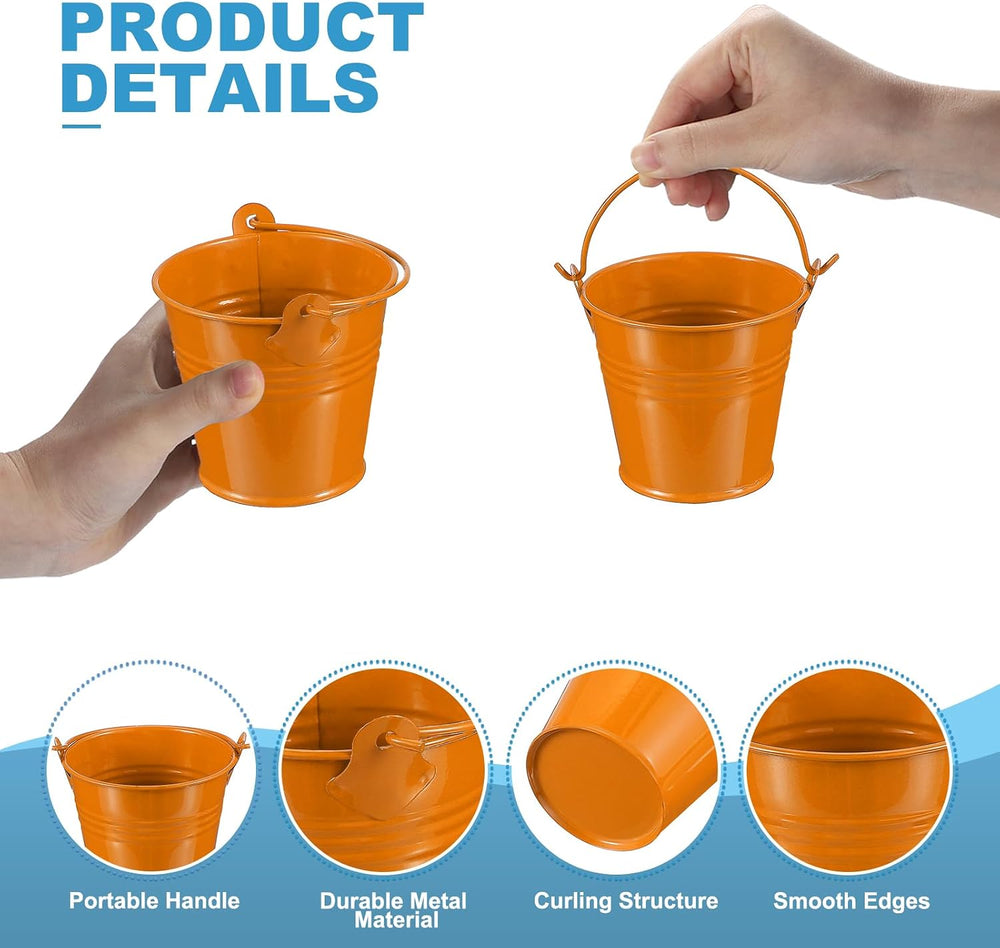 PATIKIL 2.7"x2.3" Small Metal Buckets with Handle, 12 Pcs Mini Galv...
