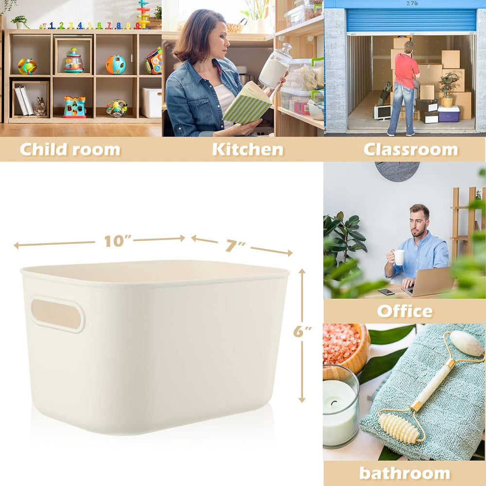Zopeal Plastic Storage Bins 10 Pcs White Pantry Organizer Bins Small Baskets ...