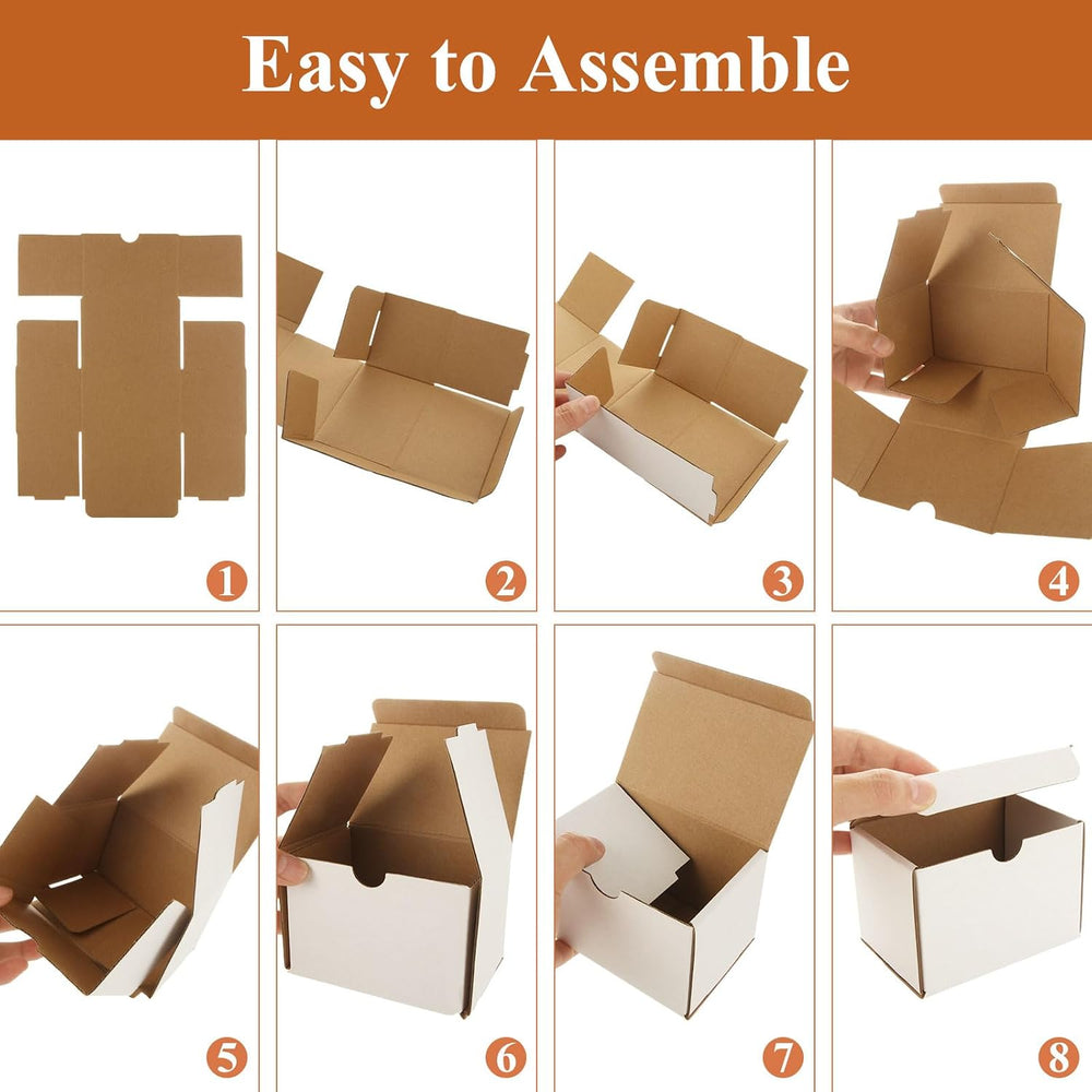 100 PCS Small Boxes for Shipping 4x3x3 Shipping Boxes for Business White Card...
