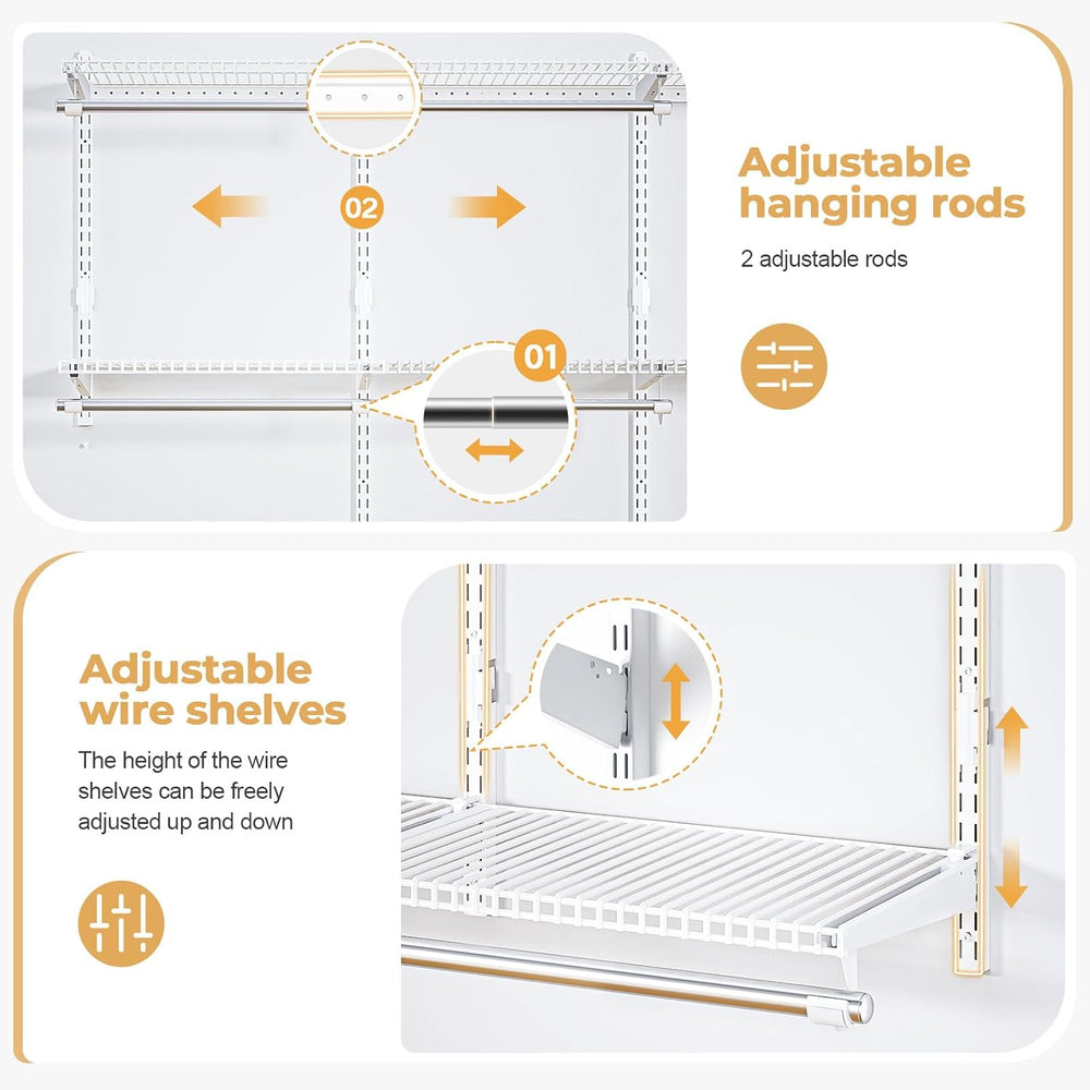 Sturdy Closet Organizer System: 6.5 Ft. Custom Metal Wire Shelving