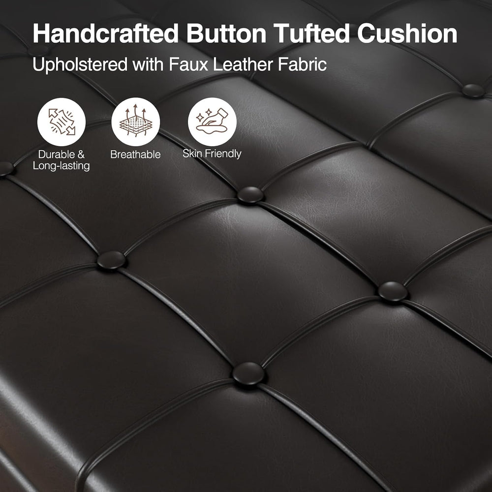 FiveWillowise 31.5 Inch Large Square Ottoman with Storage,Faux Leather