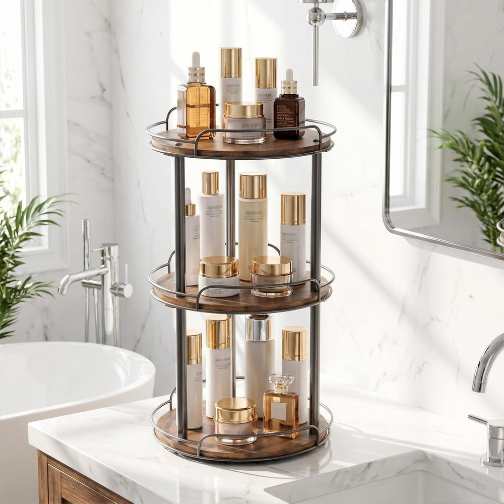 3-Tier Lazy Susan Spice Rack, 12'' Rotating Turntable for Cabinet