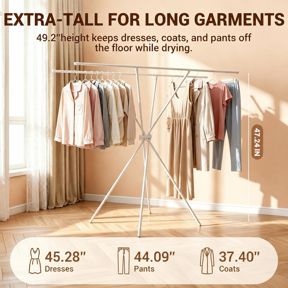 Space-Saving Clothes Drying Rack, 48-Inch Steel