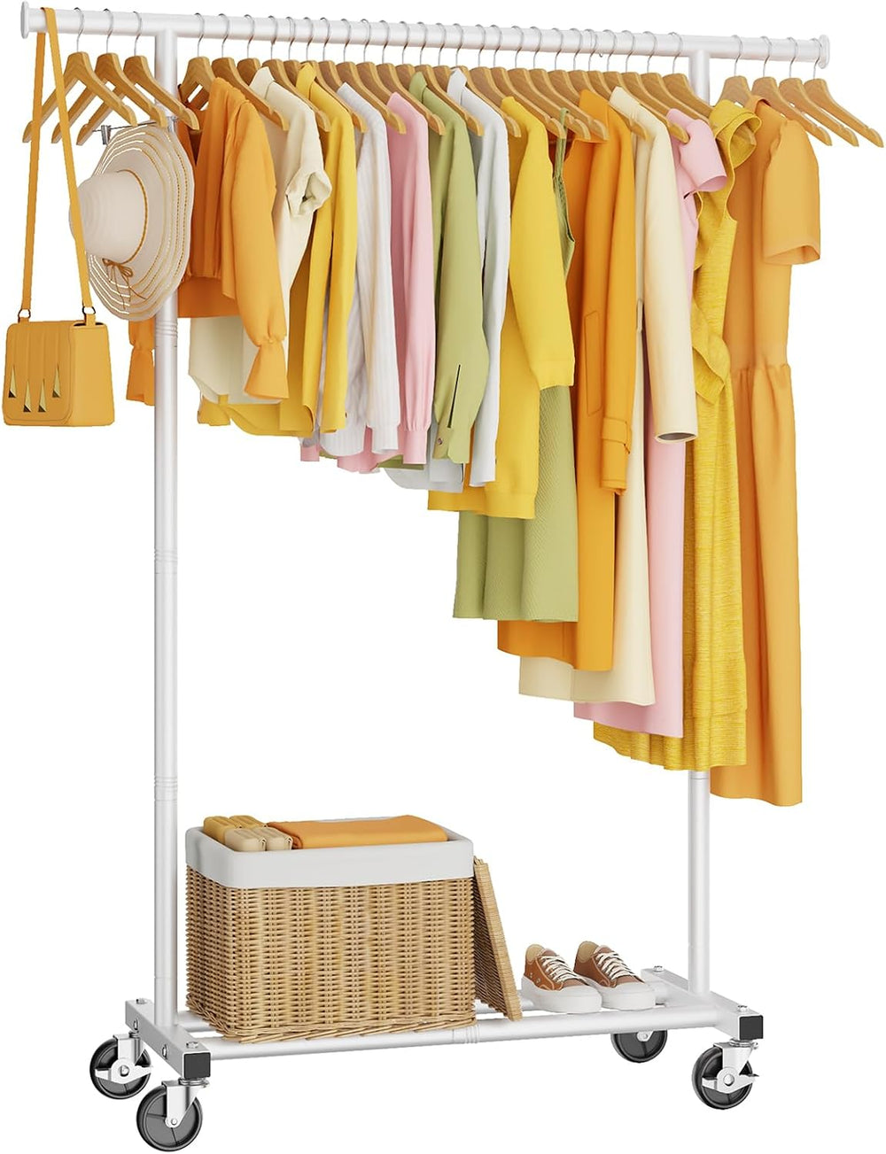 HYSEYY Clothes Rack, Clothing Rack for Hanging Clothes, Rolling Garment Rack ...