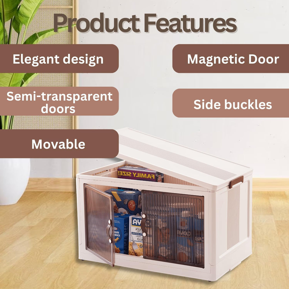95 QT Foldable Stackable Storage Bins with Doors – Magnetic Doors Stackable O...