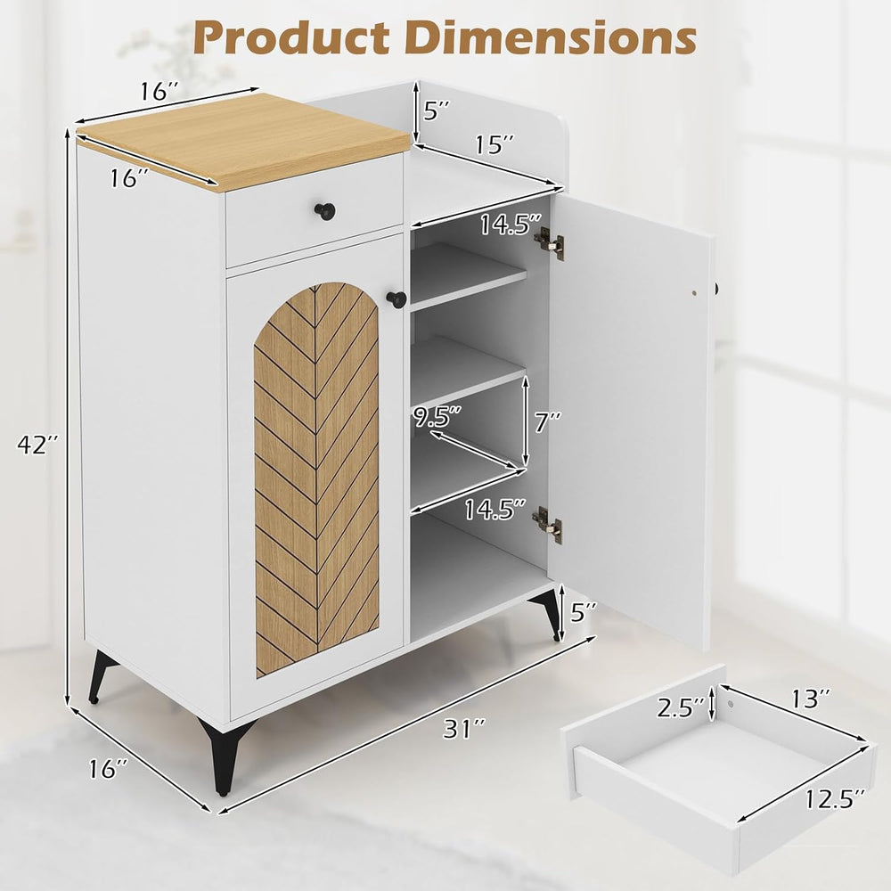LOKO Shoe Cabinet with Doors, 6-Tier Shoe Storage Cabinet with Drawer, 6 Adju...