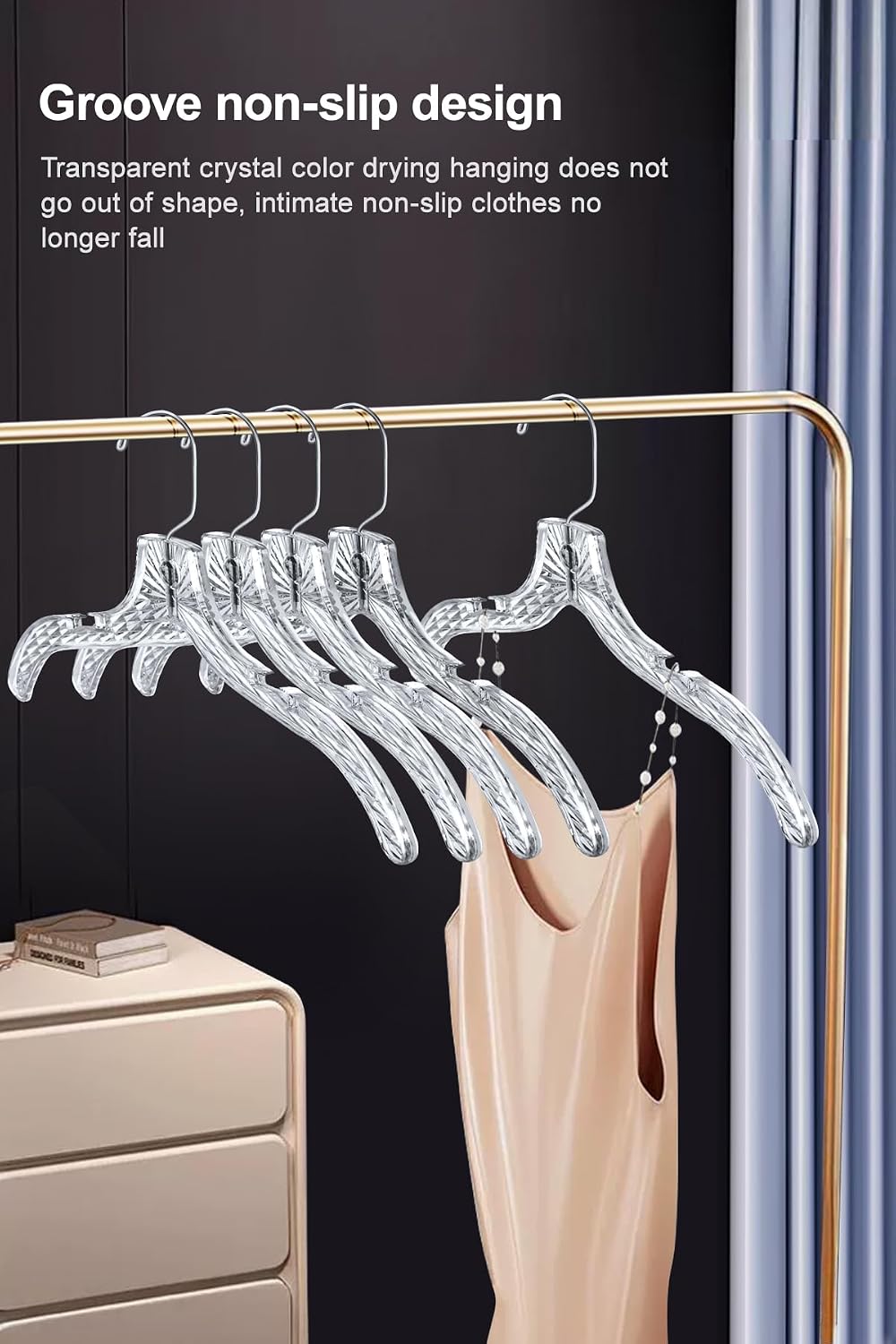 Parachase 23 Pack Heavy Duty Clear Plastic Hangers Closet 360 Swivel Hooks
