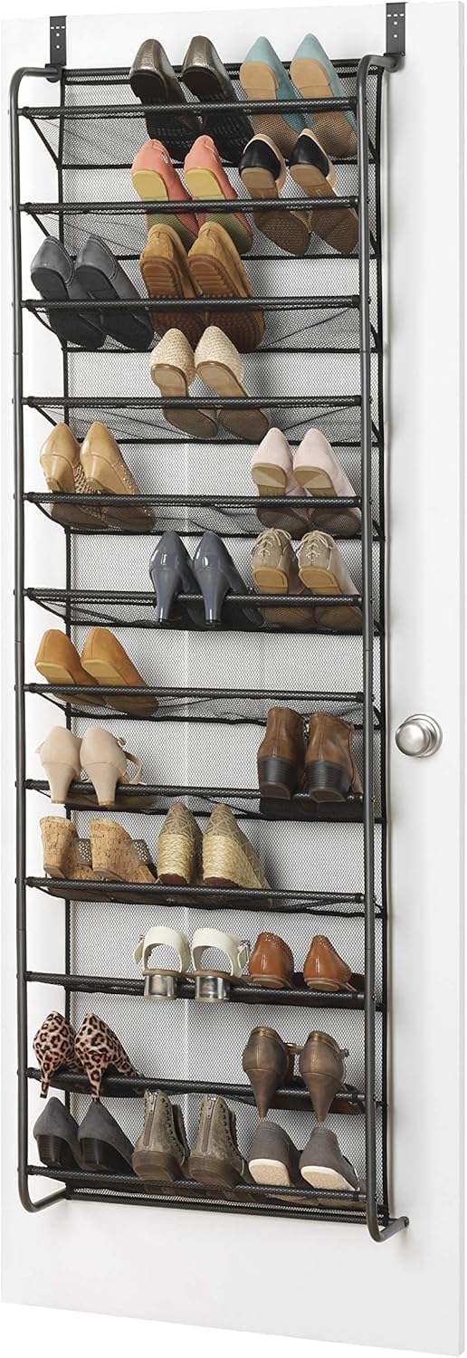 Whitmor 36 Pair Over the Door Shoe Rack, 12 Tier Hanging Shoe Organizer, Heav...