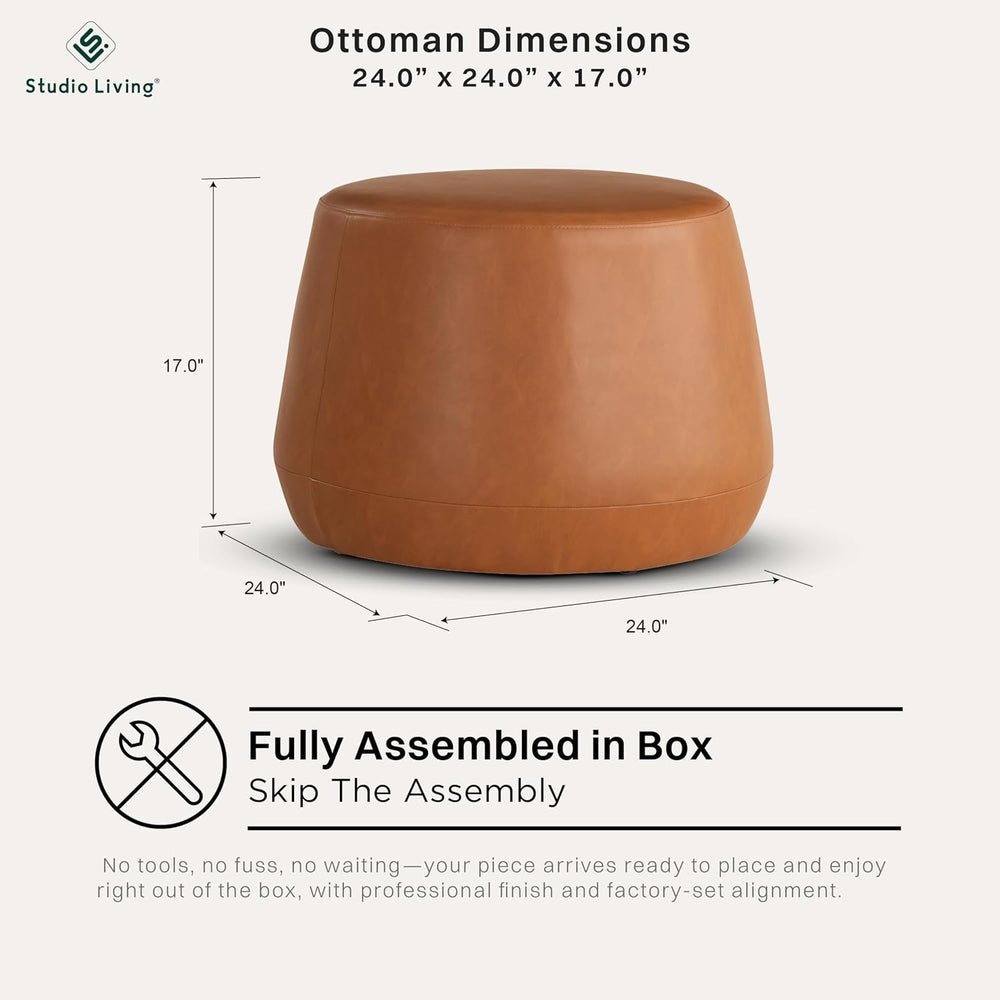 Studio Living Waverly 24" Thimble Ottoman, Urban Transitional, Fully Ass...