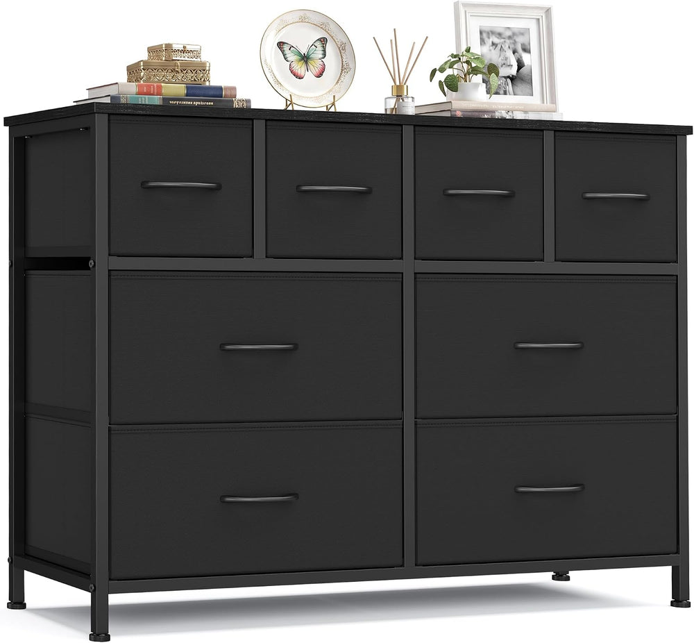 SONGMICS Wide Dresser for Bedroom, 8 Fabric Drawers with Steel Frame