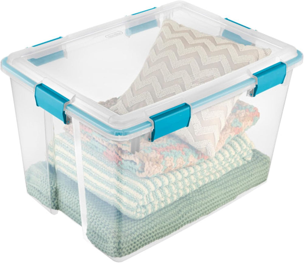 Sterilite Gasket Storage Box with Lids for Home & Office, 80 Quart, 4-Pack