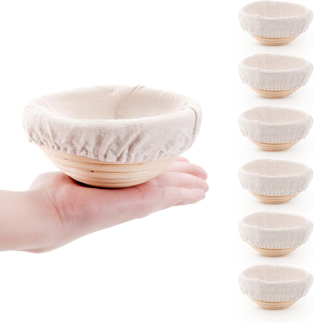 DOYOLLA Mini Bread Dough Proofing Basket & Liner (Set of 6, 5 inch), Sour...