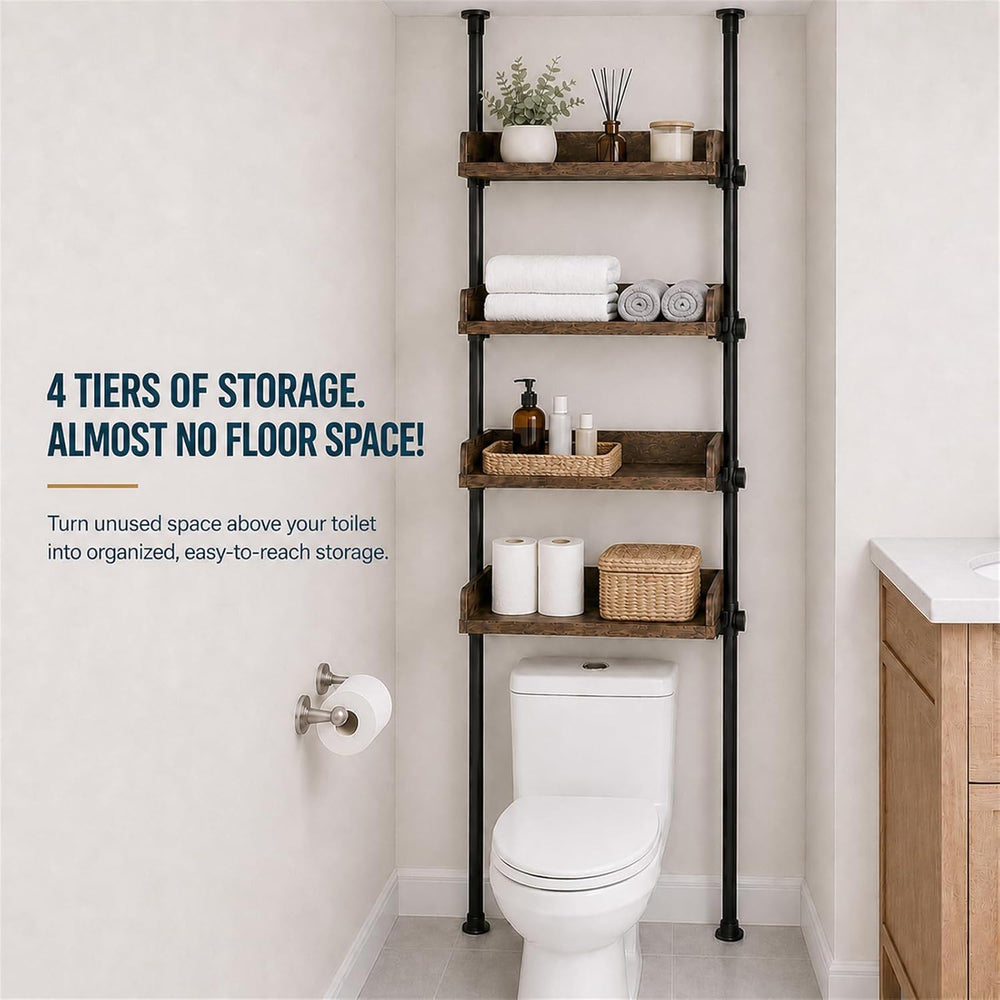 ALLZONE Tension Over The Toilet Storage Cabinet, No-Drill, Fits 92-116 in.