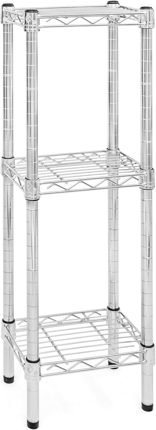 Shelving Inc. 8" d x 12" w Chrome Wire Shelving with 3 Tier Shelves