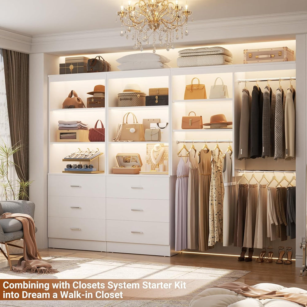 Aheaplus 47.2" Closet Drawers System, Closet System with 3 Drawers, White