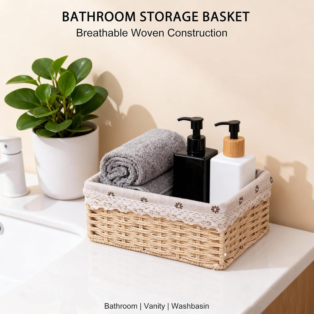 4-Pack Cute Woven Small Paper Rope Baskets
