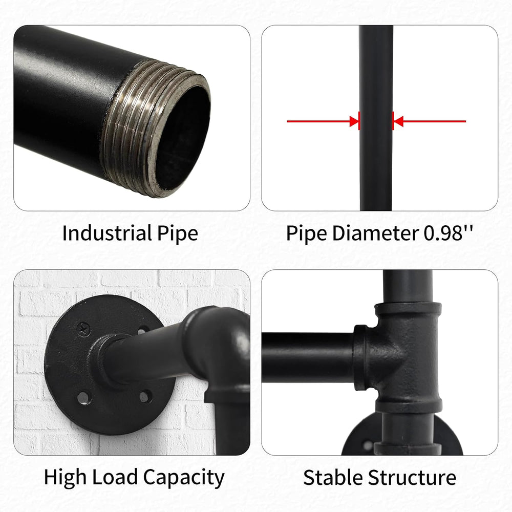 Industrial Pipe Shelving Wall Mounted,Pipe Shelves with Plank(2 Tier 48In)