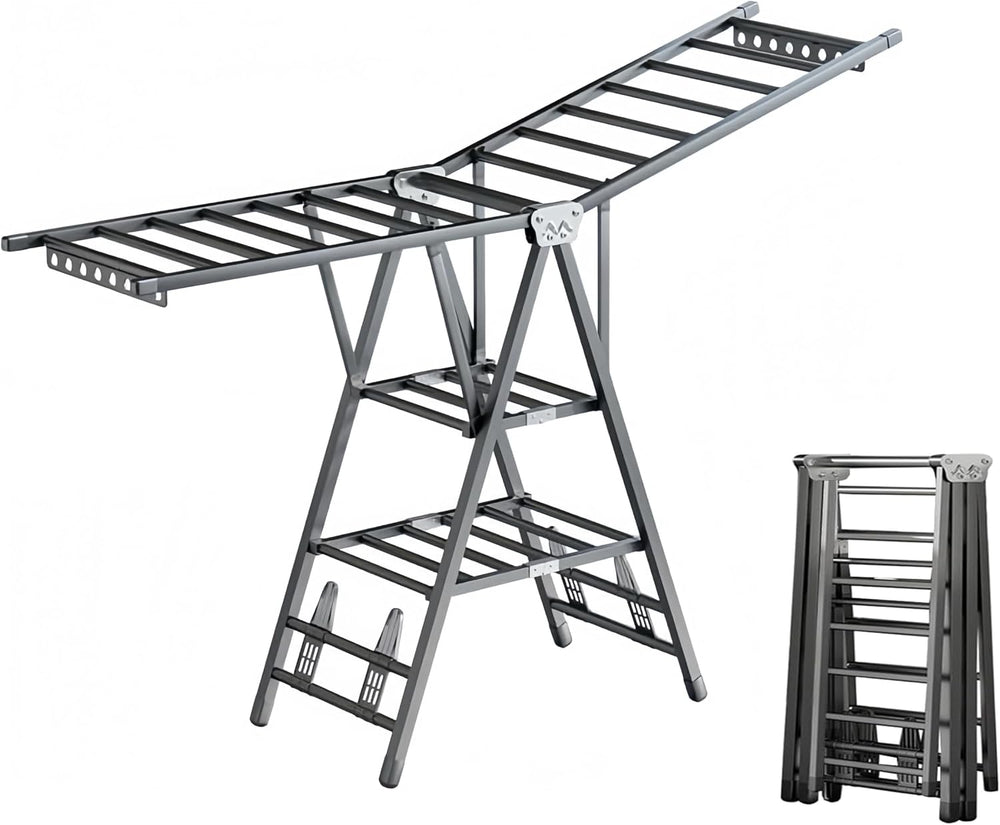 71" Foldable Clothes Drying Rack, Heavy Duty Laundry Drying Rack with Wh...