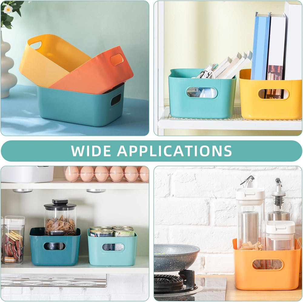 Geetery 24 Pcs Storage Bins with Handles, 10 x 7 x 4 Inch, Bright Color