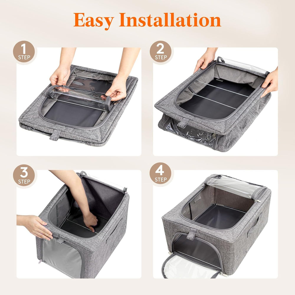 Lifewit 25L Clothes Storage Bins with Metal Frame for Closet, 6 Pack