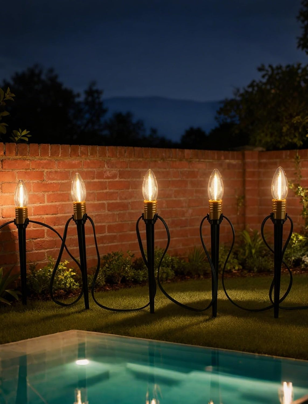 25 Pack Outdoor Lights Plug in, 38.5FT Outdoor Pathway Lighting with Heavy Du...
