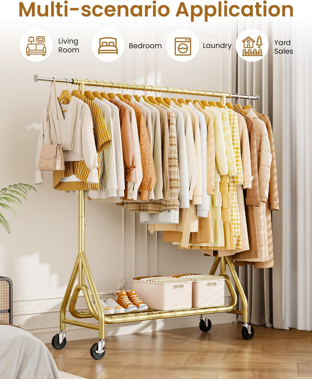 Heavy Duty Clothes Rack, Metal Clothing Rack Load 450 LBS, Rolling Coat Racks...