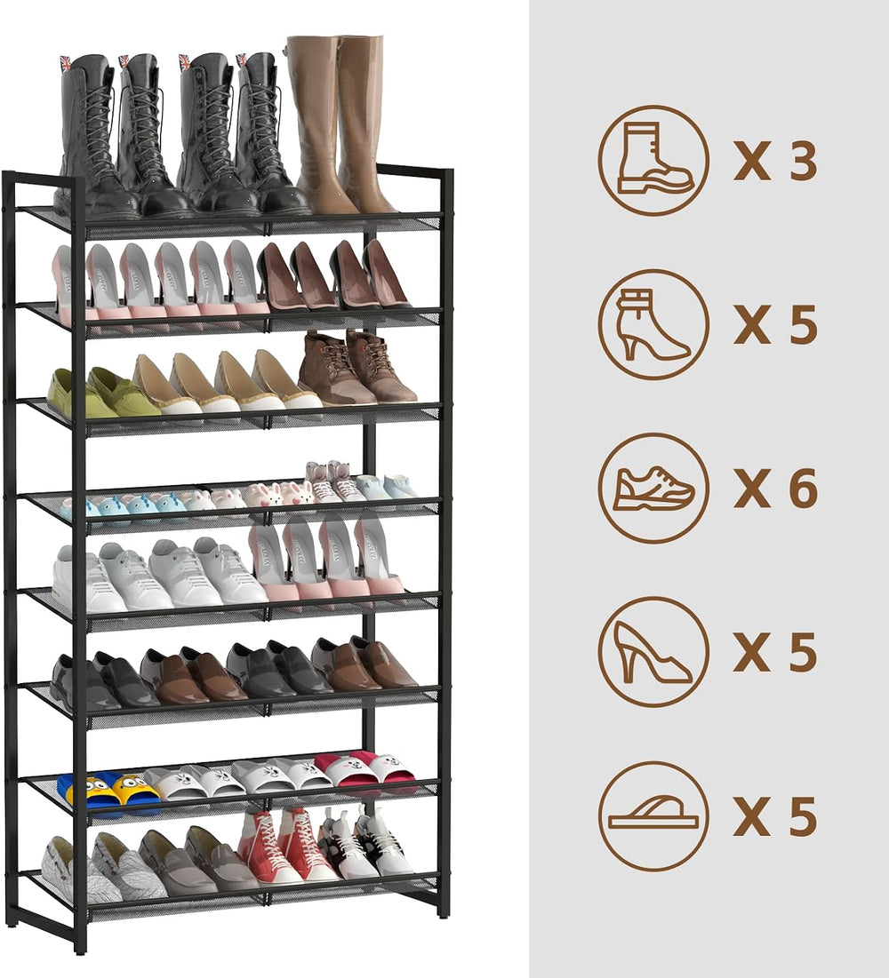 Shoe Rack, 8-Tier Metal Shoe Organizer, Tall Shoe Rack for Closet,entryway,Ga...