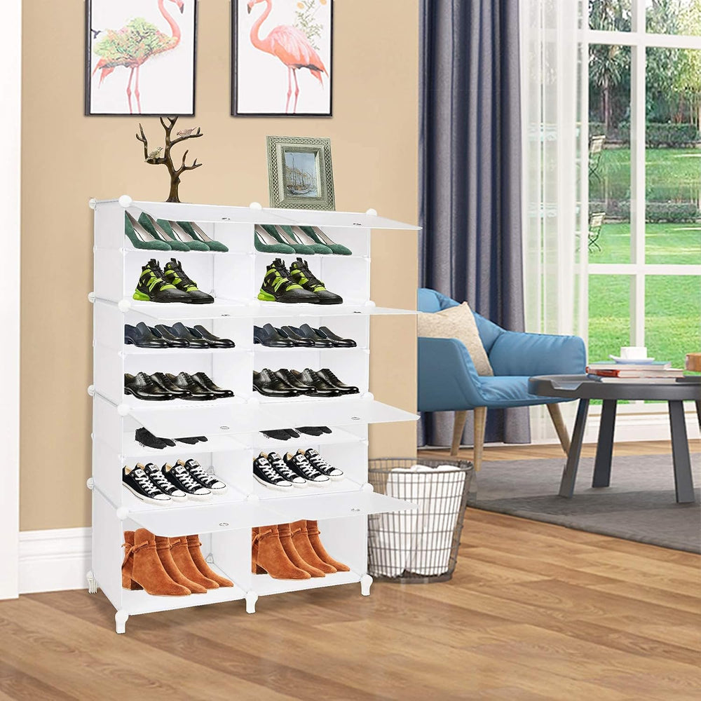 VINGLI Shoe Rack Cube Storage Organizer Shelf Stackable Shoe Tower 7-Tier DIY...