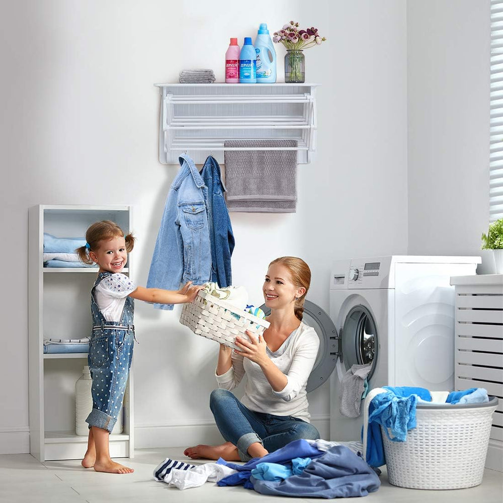 Danya B Accordion Clothes Drying Rack, Retractable, Wall Mounted Towel Rack a...