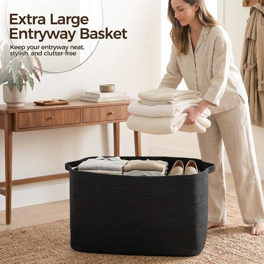 OIASKET 95L Extra Large Blanket Basket, 24" x 16.9" x 14.2" Wo...