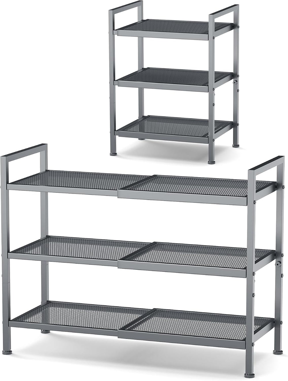 Expandable Shoe Rack for Closet, Entryway, Shoe Storage, 3-Tier, Grey