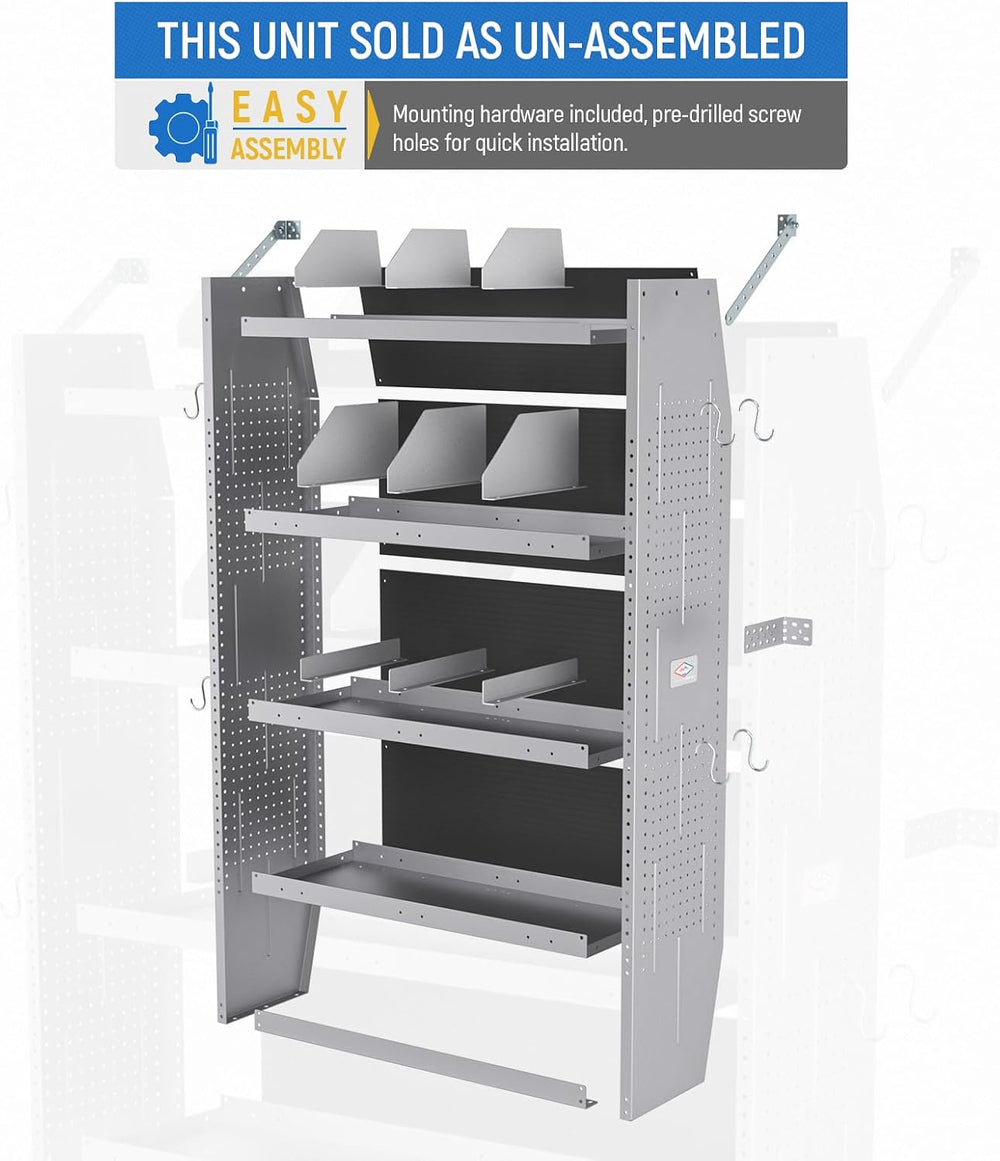 AA Products SH-6003 Steel Mid/High Roof Van Shelving Storage System Fits Tran...