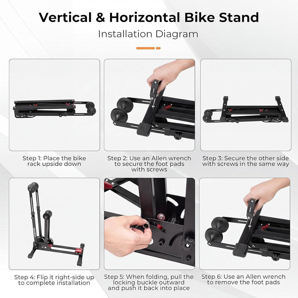 Bike Stand 2-in-1 Vertical Horiz Floor Adjustable for 24-27.5"