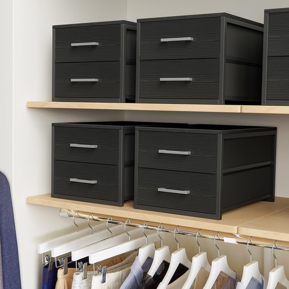 BOLUO Stackable Storage Drawers Narrow Closet Organizers and Storage Fabric B...