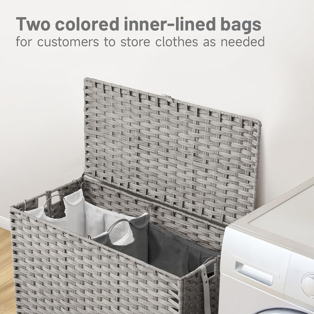 Laundry Hamper with Wheels, 34.3 Gallon(130L) Rolling Laundry Basket with Lid...