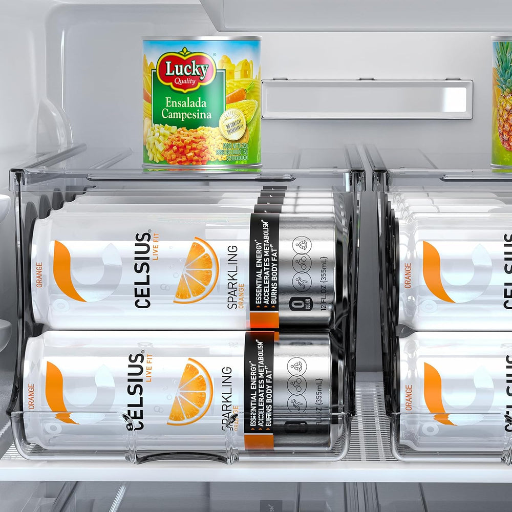SCAVATA 2 Pack Skinny Can Organizer for Refrigerator, Stackable Tall Skinny S...