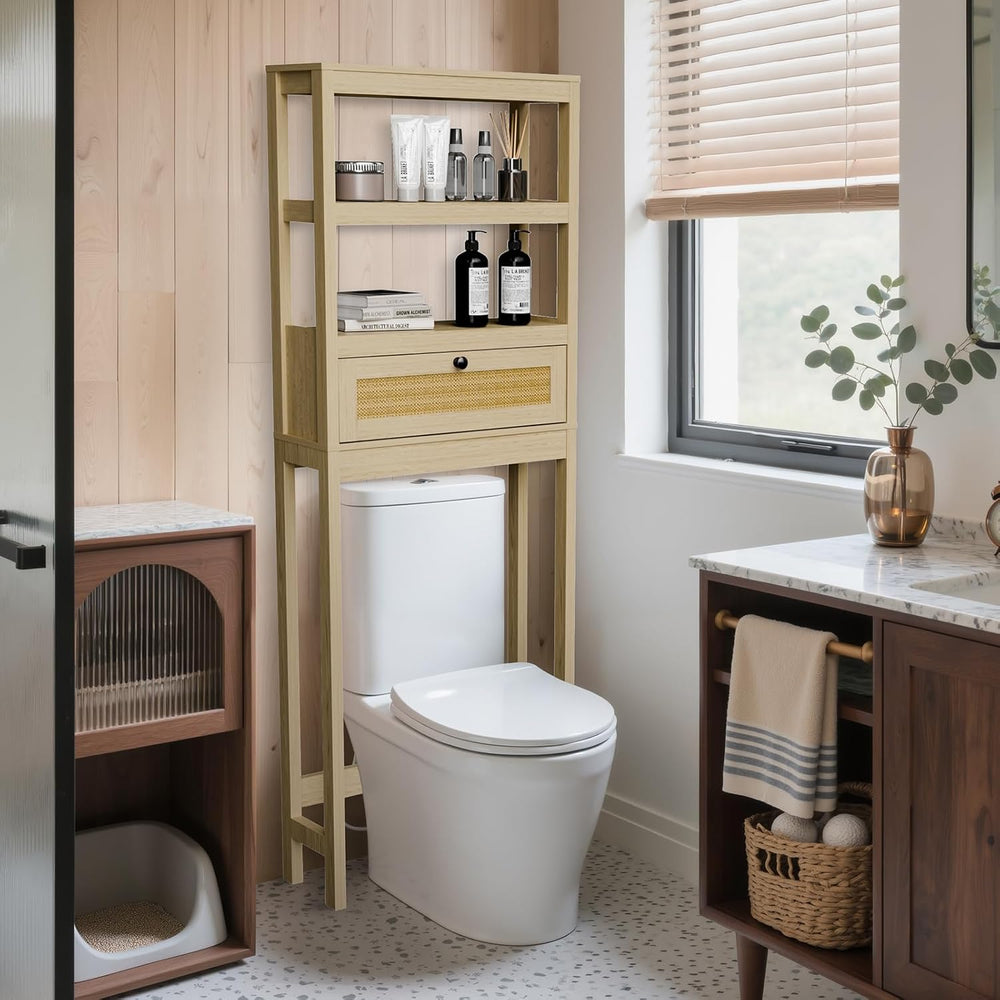 Over Toilet Storage Cabinet with Barn Door & Adjustable Shelves