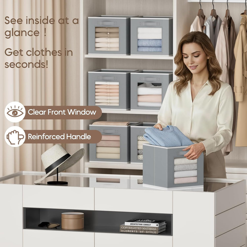 Homsorout Foldable Storage Cubes - Cubby Storage Organizer with Window, Decor...