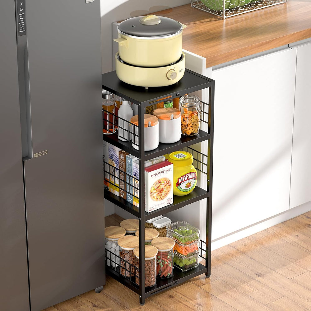 DAOUTIME Expandable Slim Storage Shelf, 4 Tier Metal Shelving Unit for Bathro...