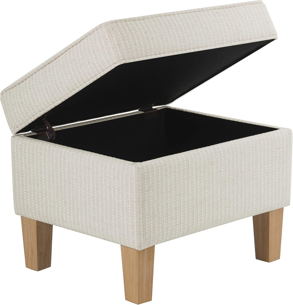 HomePop 22" Modern Rectangular Storage Ottoman - White Woven Stripe
