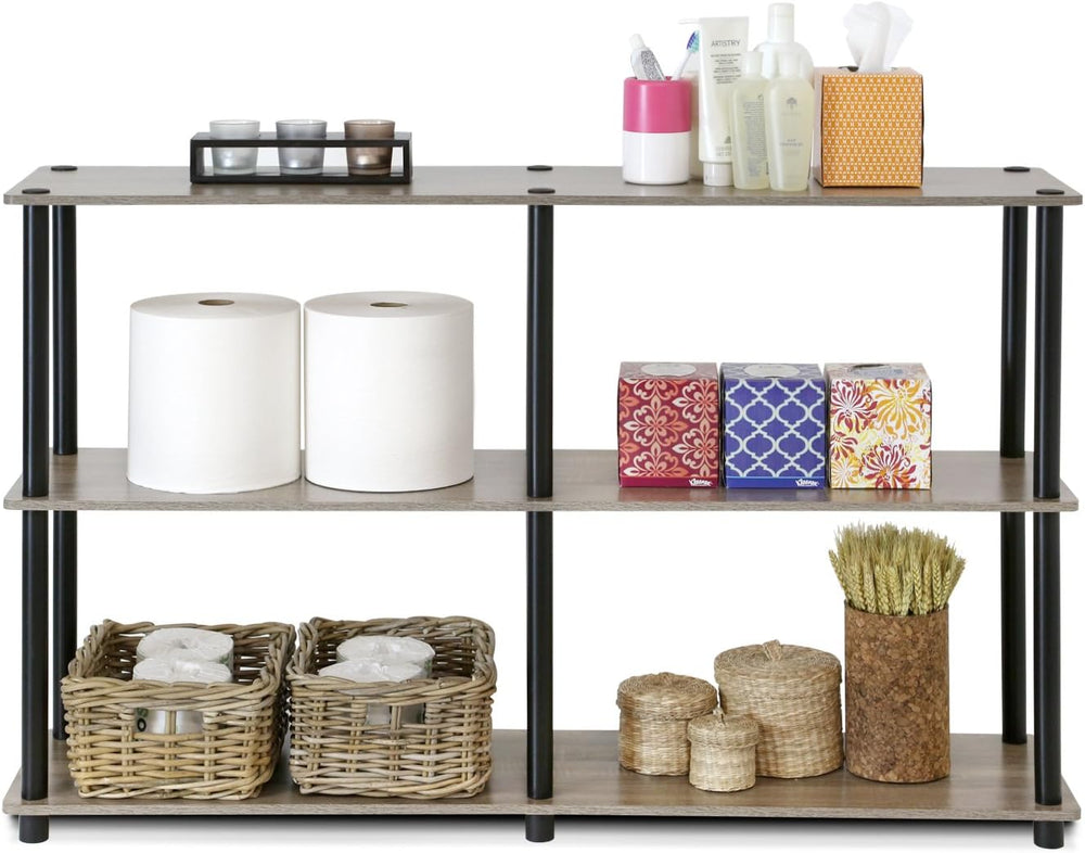 Furinno TURN-N-TUBE Storage Shelves, 3-Tier 47.4 Wide Book Shelf, Corner Shel...