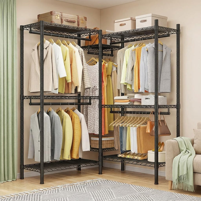 Raybee Clothes Rack, L Shaped Portable Closets for Hanging Clothes, 900LBS