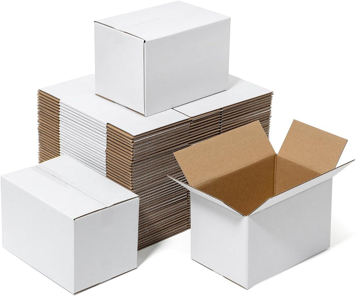Mefleet 6x4x4" Small Shipping Boxes 100 Pack Corrugated Cardboard Box White