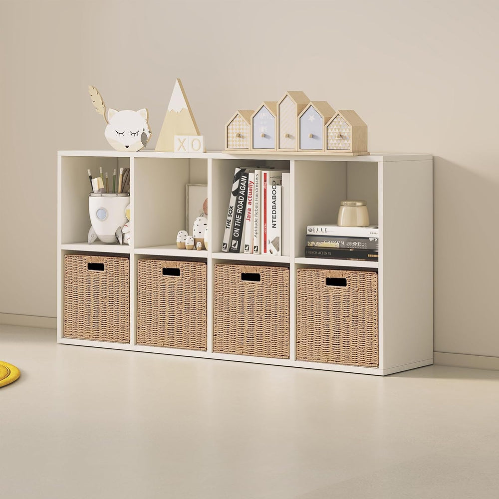 Foldable Storage Baskets with Handles Paper Rope Storage Baskets Rectangle Co...