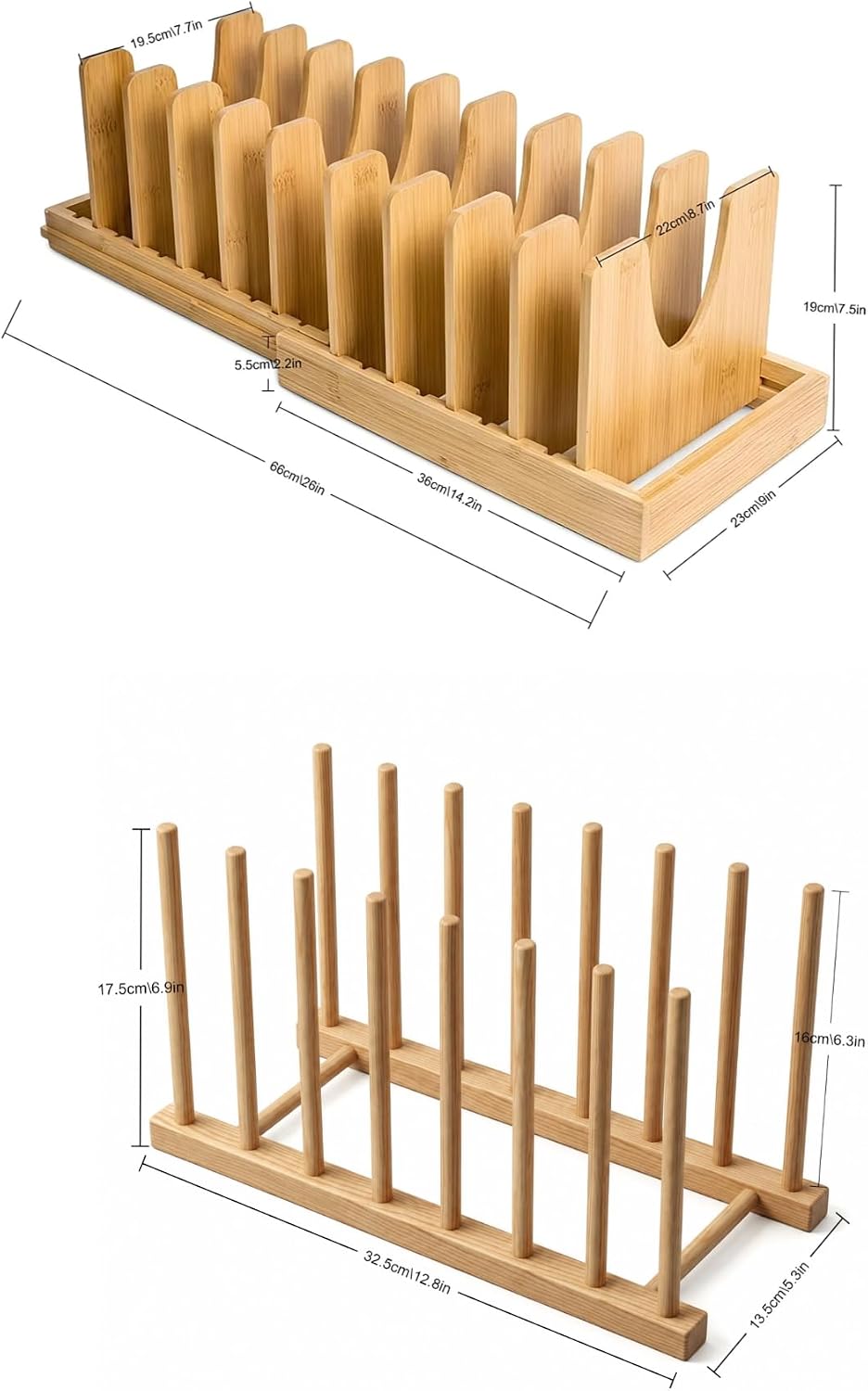 Expandable Bamboo Lid Rack & Drainer