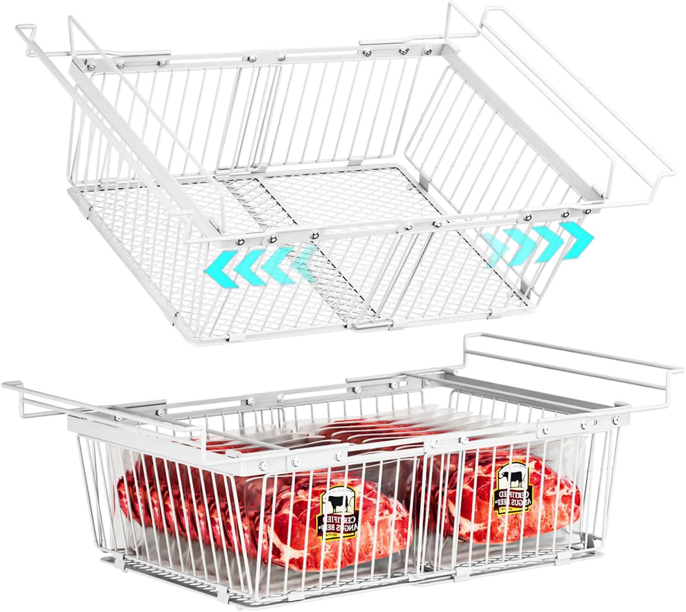 Hanging Freezer Organizer Bins for 5 to 20 Cu.Ft,Leak-Proof Bottom，2Pack
