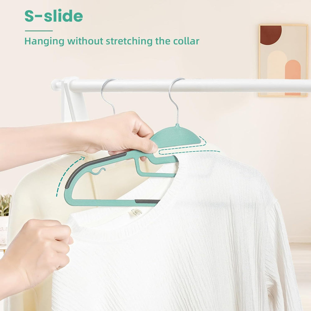 BAGAIL Plastic Hangers 50 Pack with Non-Slip Design,0.2 Inches Thick, 360°Swi...