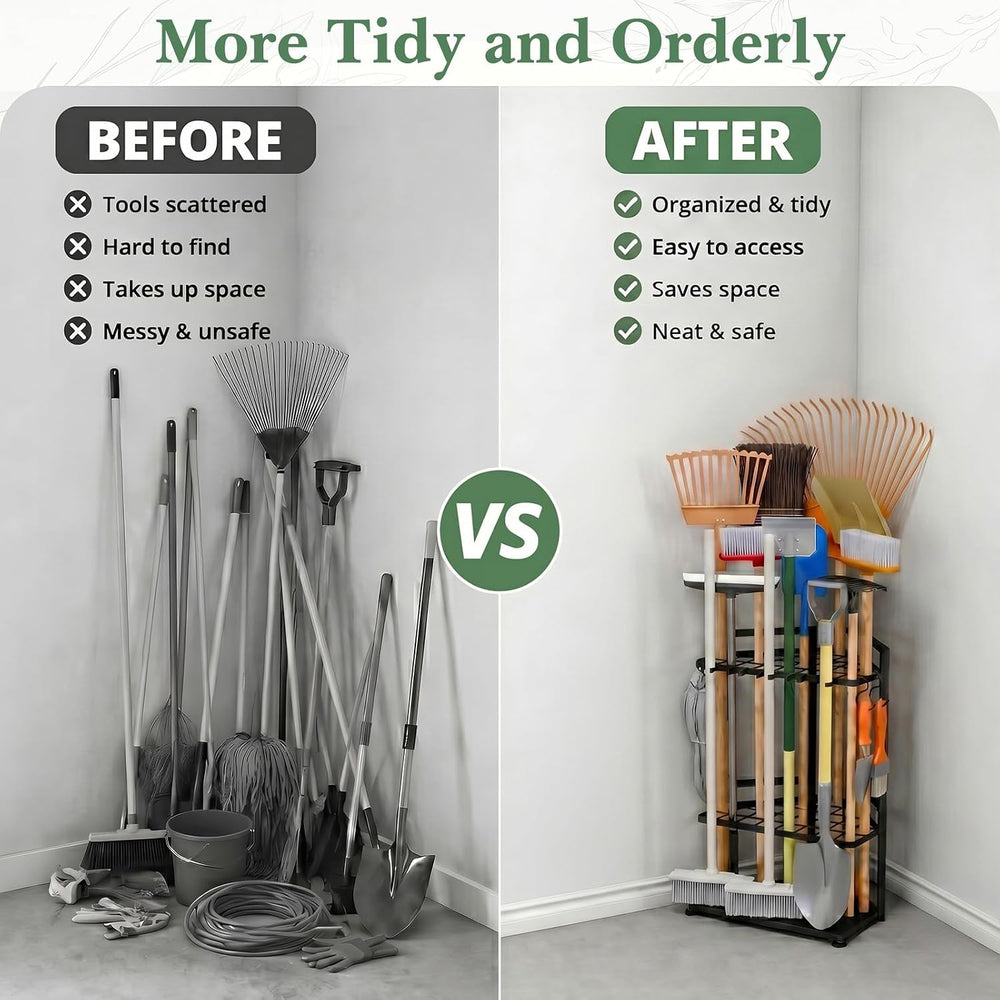 Faesun Garden Tool Organizer for Corner, 3-Tier Metal Yard Tool Rack, Holds 5...
