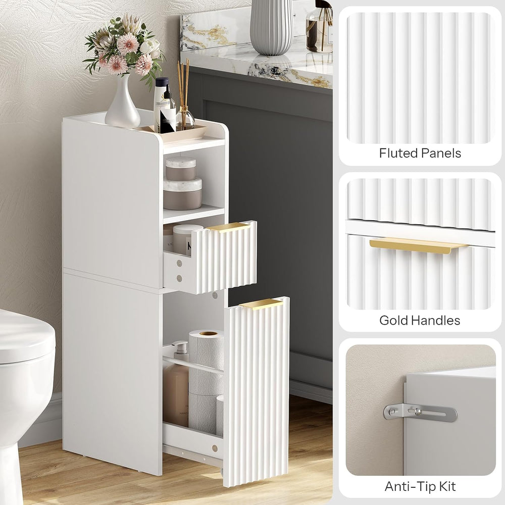 CHOEZON Slim Bathroom Storage Cabinet, Bathroom Organizer with 2 Drawers